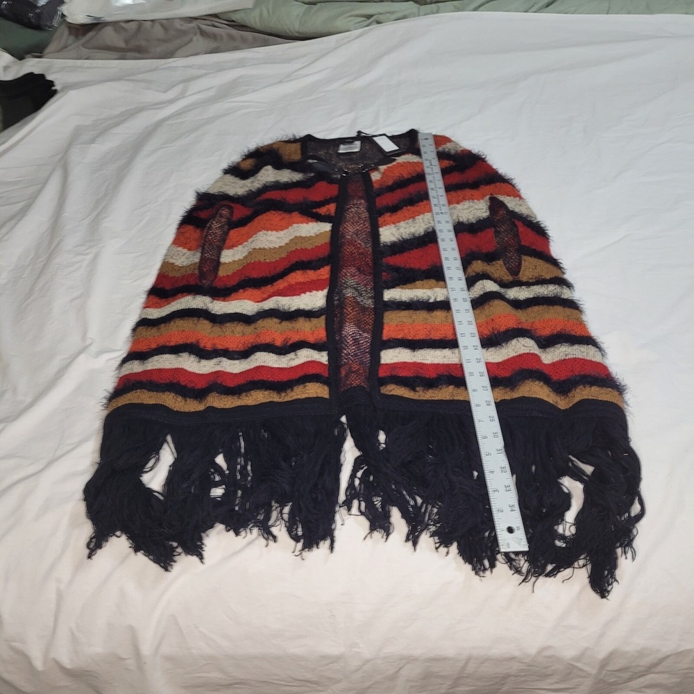 VERTIGO PARIS CAPE PONCHO Burnt Orange Fringe SIZE L/XL NWT Women's - Picture 6 of 9